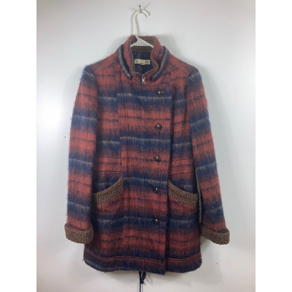 Womens Staring at Stars Wool Blend Plaid Jacket Orange Black XS